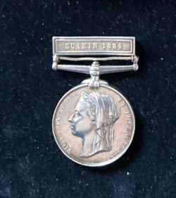 Clasp Suakin 1884 useful clasp and claw/suspension on a mostly erased medal (only HMS Euryalus legible